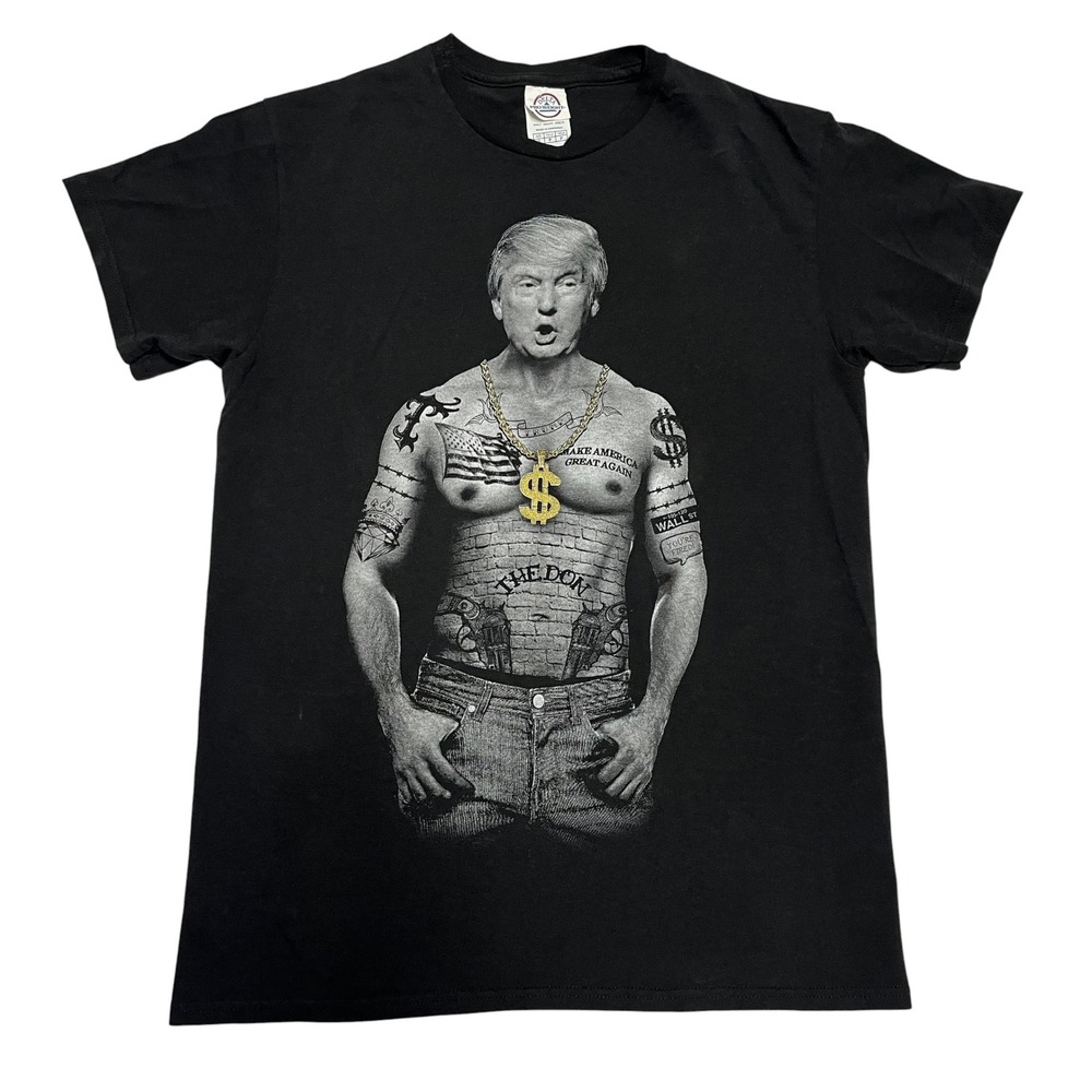 Donald Trump Tattoo Graphic Black Tee Size Small